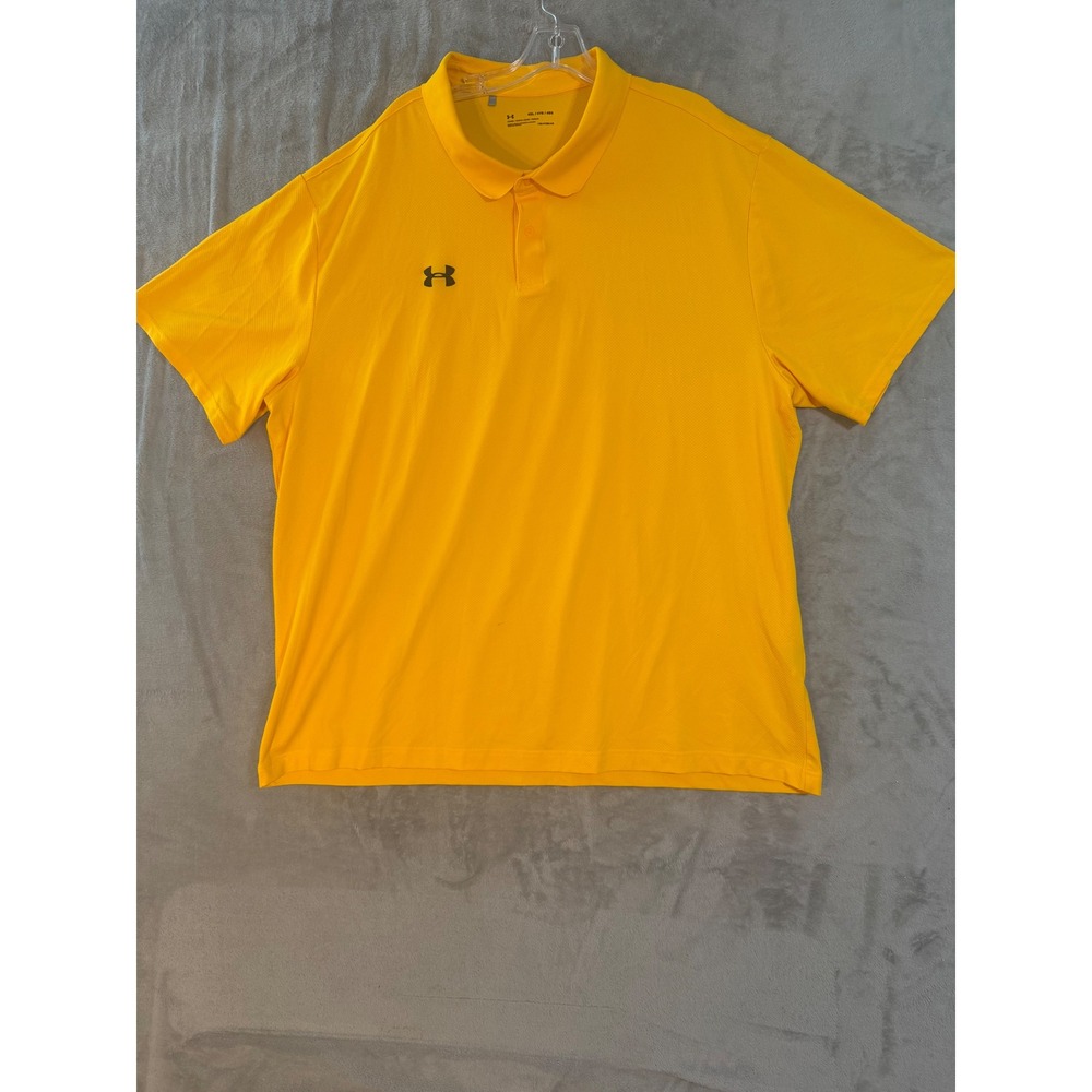 Under Armour Polo Shirt Mens 4XL Yellow HeatGear Loose Fit Short Sleeve Athletic